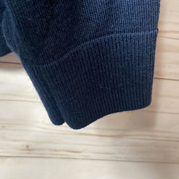 J Crew Blue Merino Wool Blend Quarter Zip Pullover Mock Neck Sweater - Picture 11 of 16